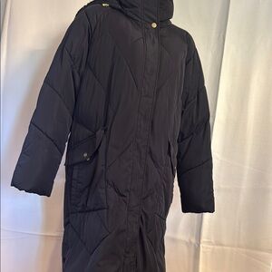Vintage Rare Donna Karan Down filled Navy Quilted Coat. Quality and Warmth!